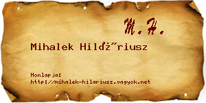 Mihalek Hiláriusz névjegykártya